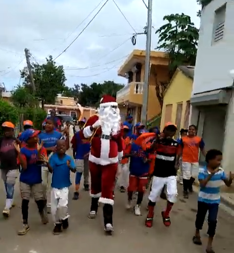Christmas candy parade in the Dominican Republic held by Baseball Without Borders.